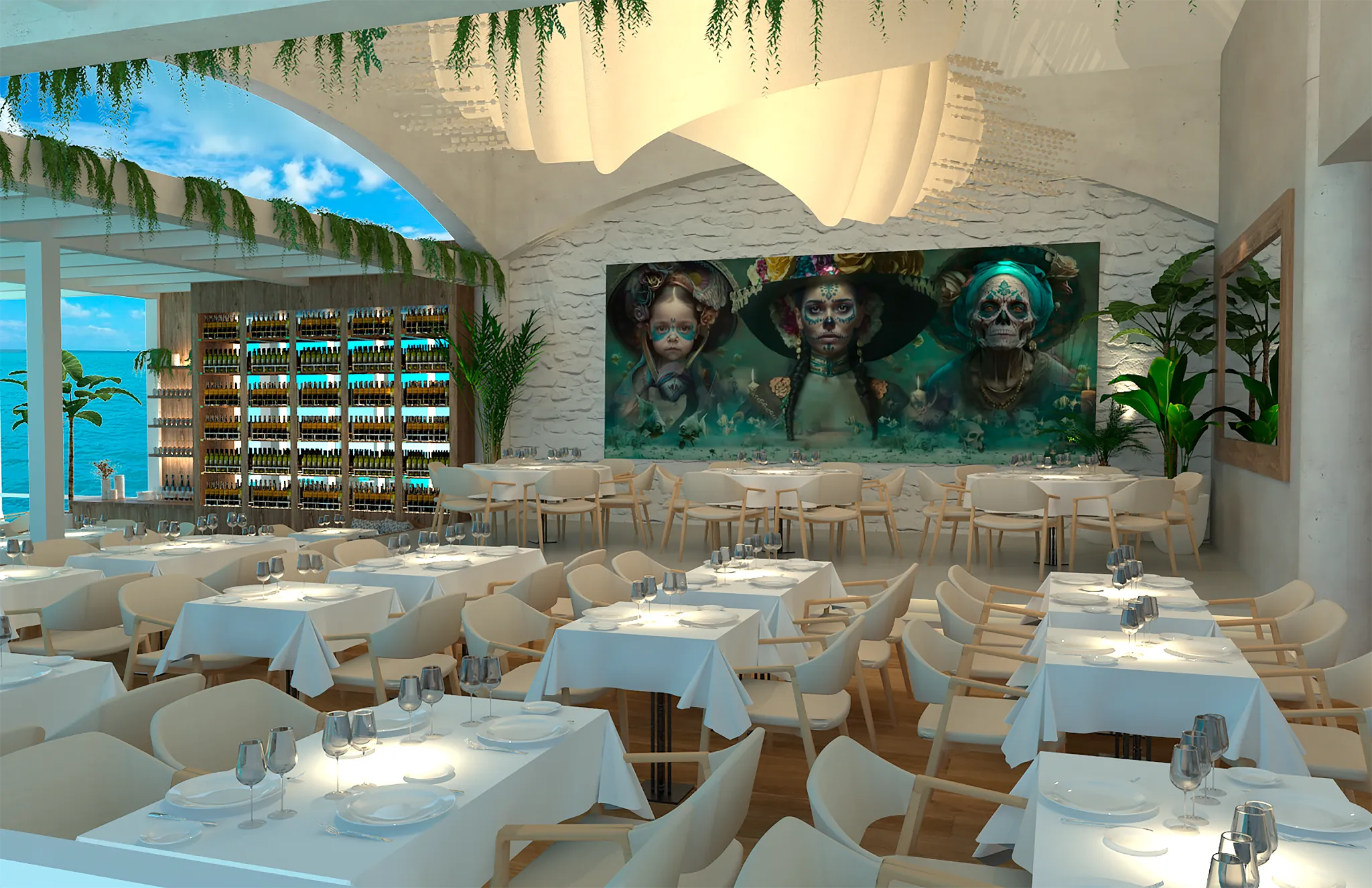 Casa Rolandi restaurant at Zoëtry Villa Rolandi Isla Mujeres featuring elegant oceanfront dining and gourmet Swiss-Northern Italian cuisine.