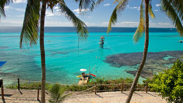 Garrafon Natural Reef Park near Zoëtry Villa Rolandi Isla Mujeres with scenic ocean cliffs and snorkeling views